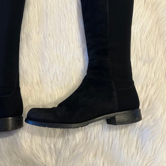 Stuart Weitzman 5050 Over The Knee High Boots Suede Leather Flat, Black - Picture 12 of 16